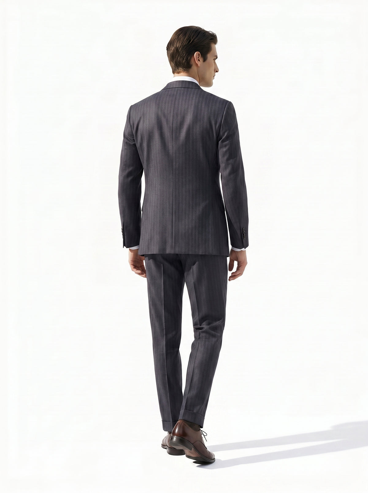 Dark Gray Herringbone Drape Suit