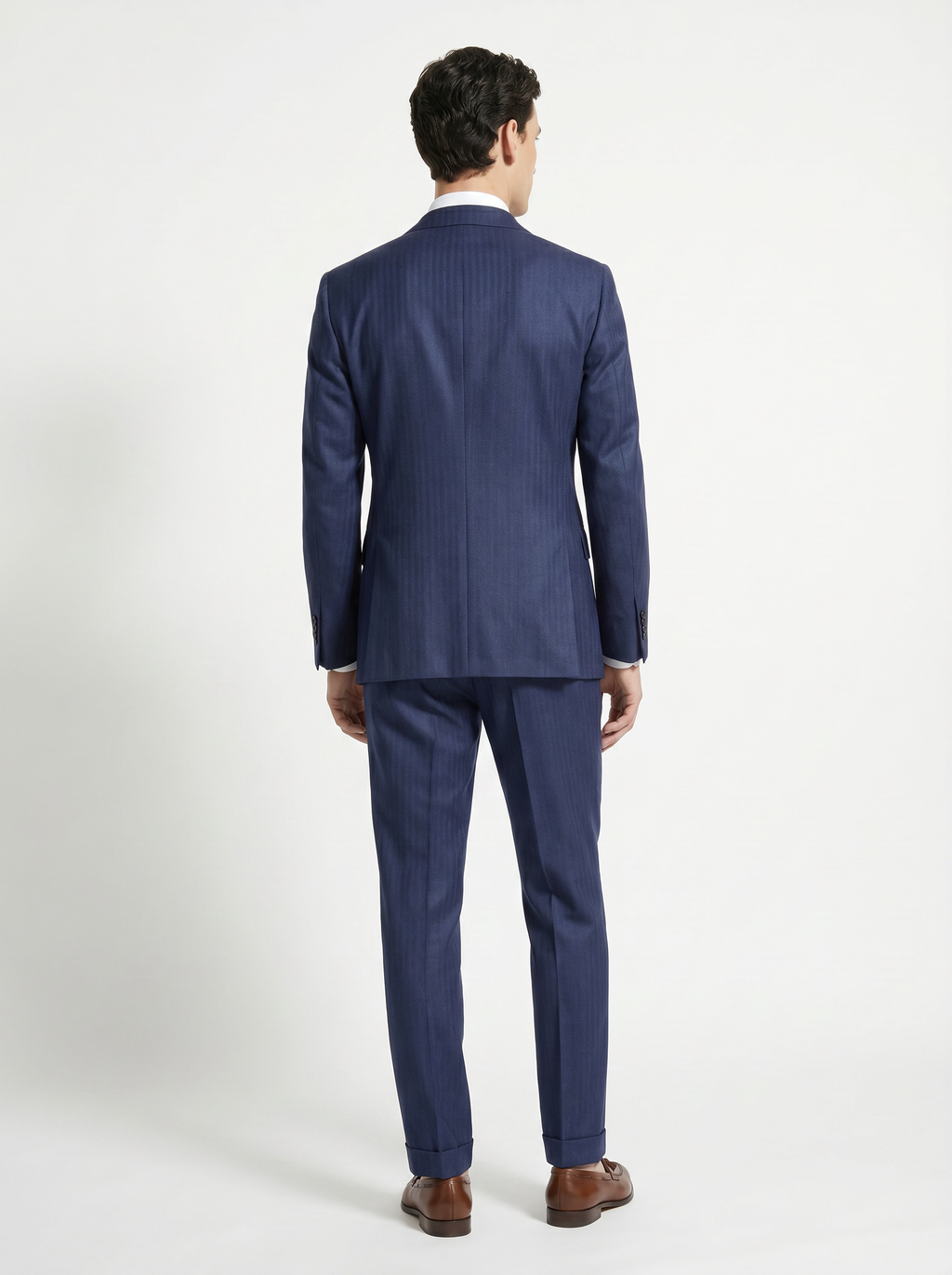 Blue Herringbone Drape Suit