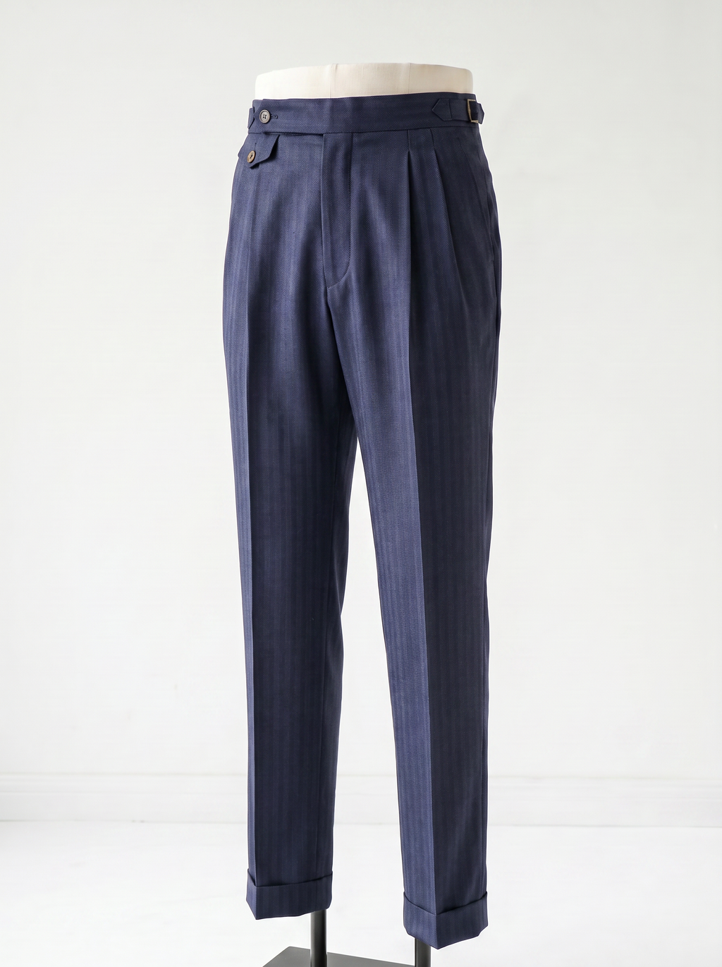 Blue Herringbone Drape Suit