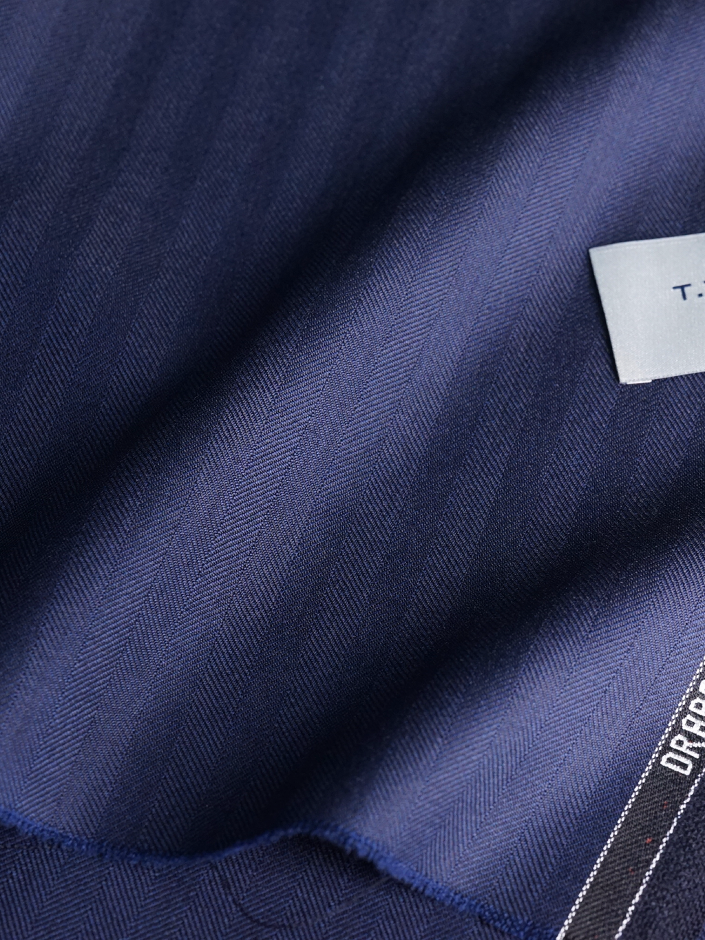 Navy Herringbone Drape Suit