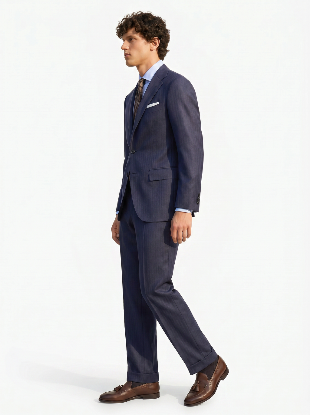 Dark Navy Herringbone Drape Suit