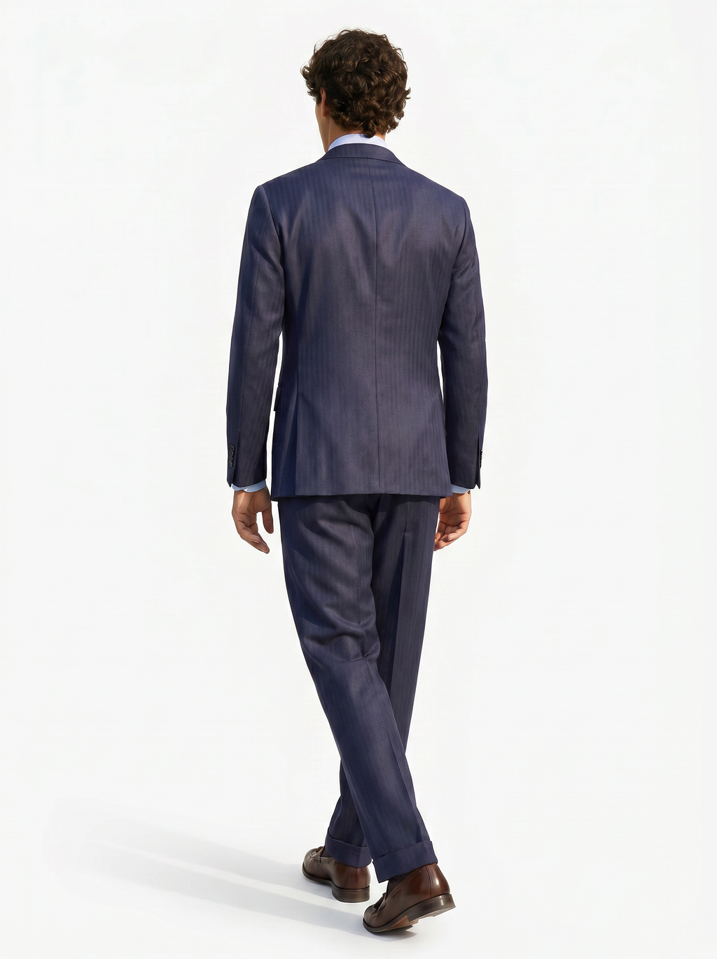 Dark Navy Herringbone Drape Suit