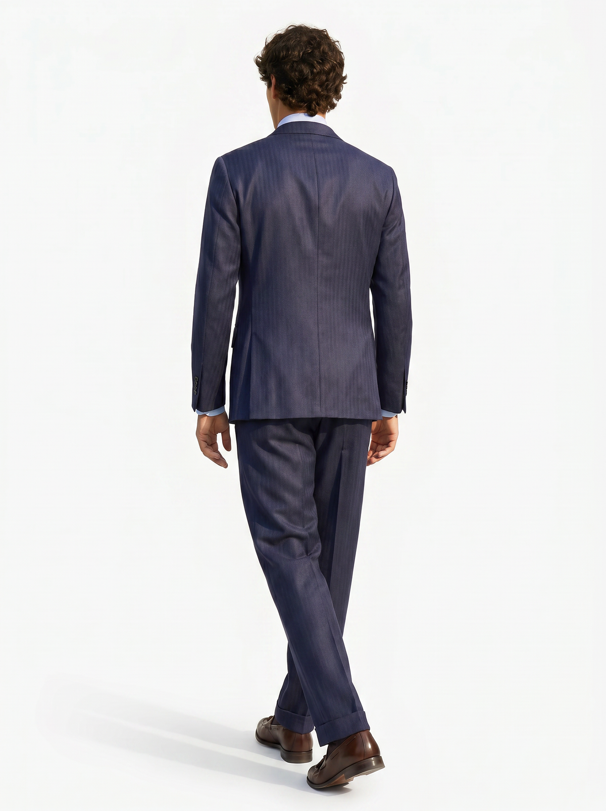 Dark Navy Herringbone Drape Suit