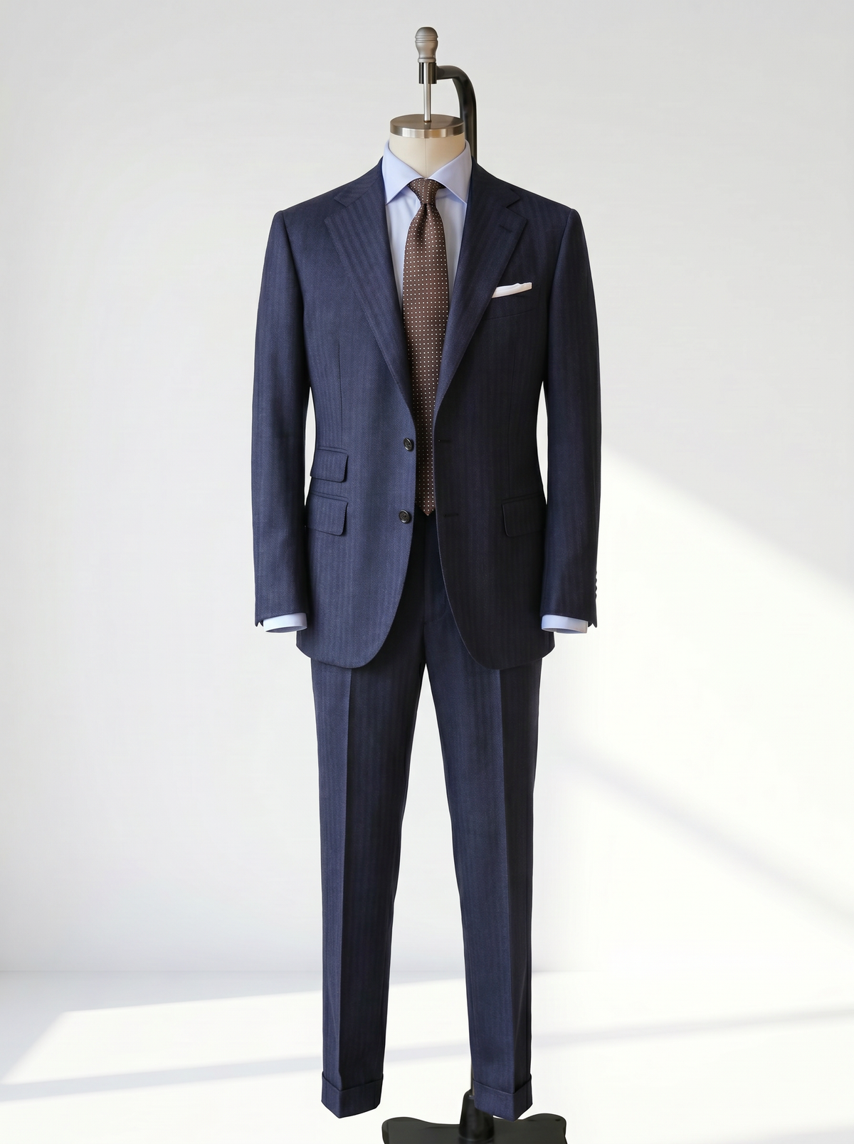Dark Navy Herringbone Drape Suit