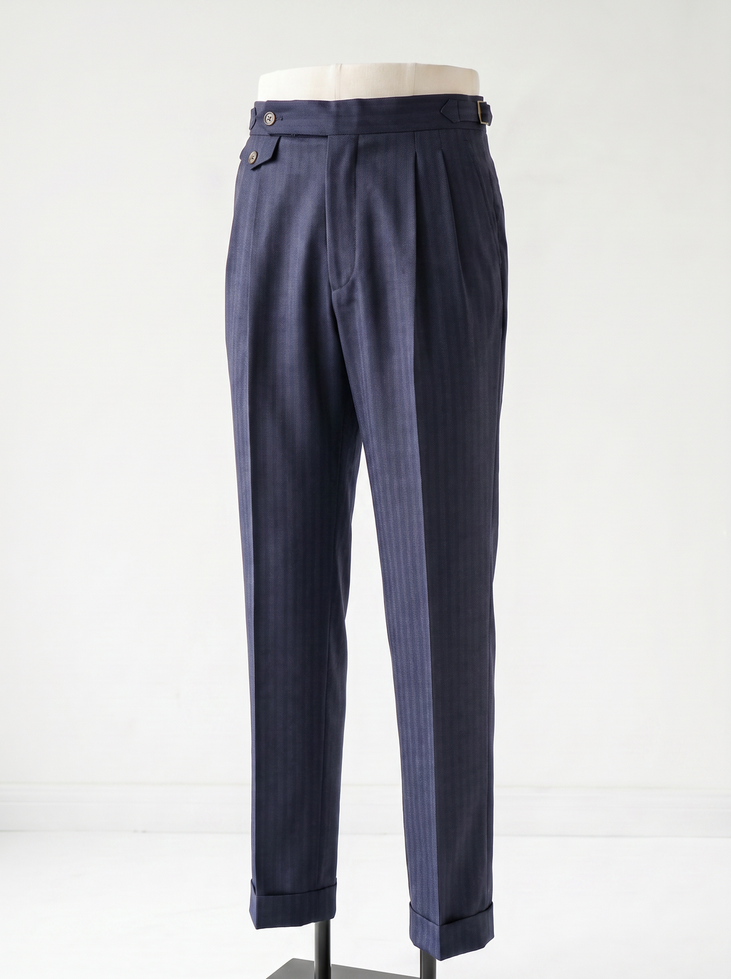 Dark Navy Herringbone Drape Suit