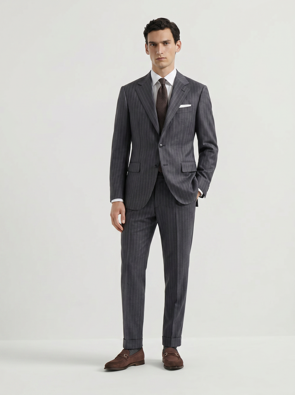 Mid Gray Striped Drape Suit