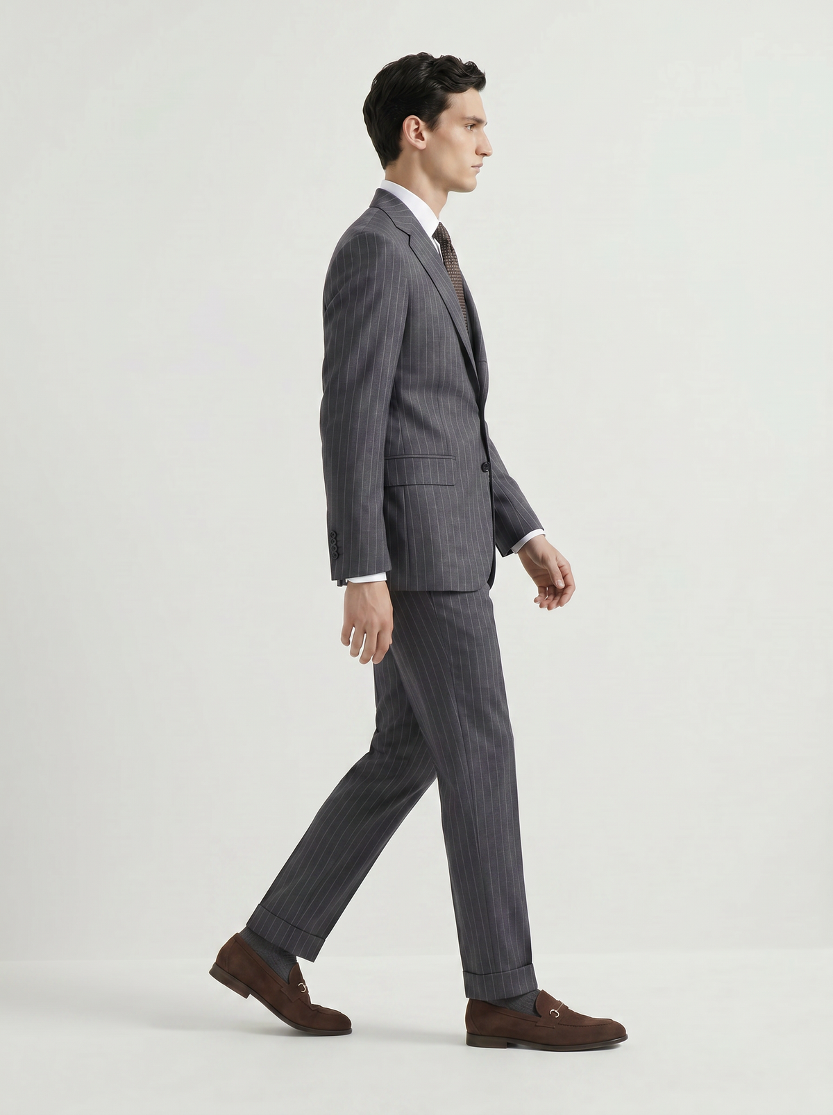 Mid Gray Striped Drape Suit