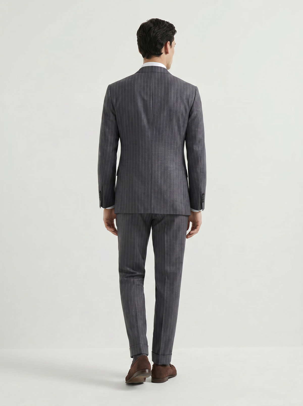 Mid Gray Striped Drape Suit