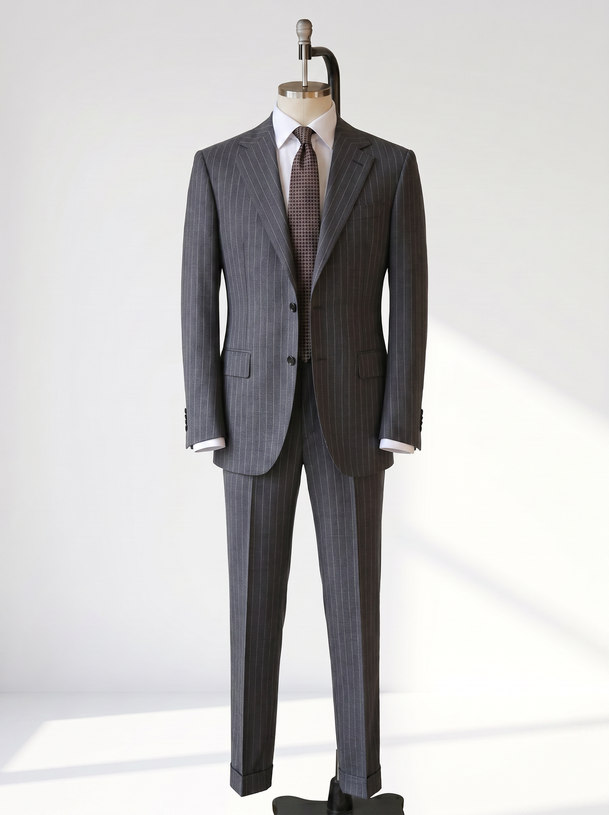Mid Gray Striped Drape Suit