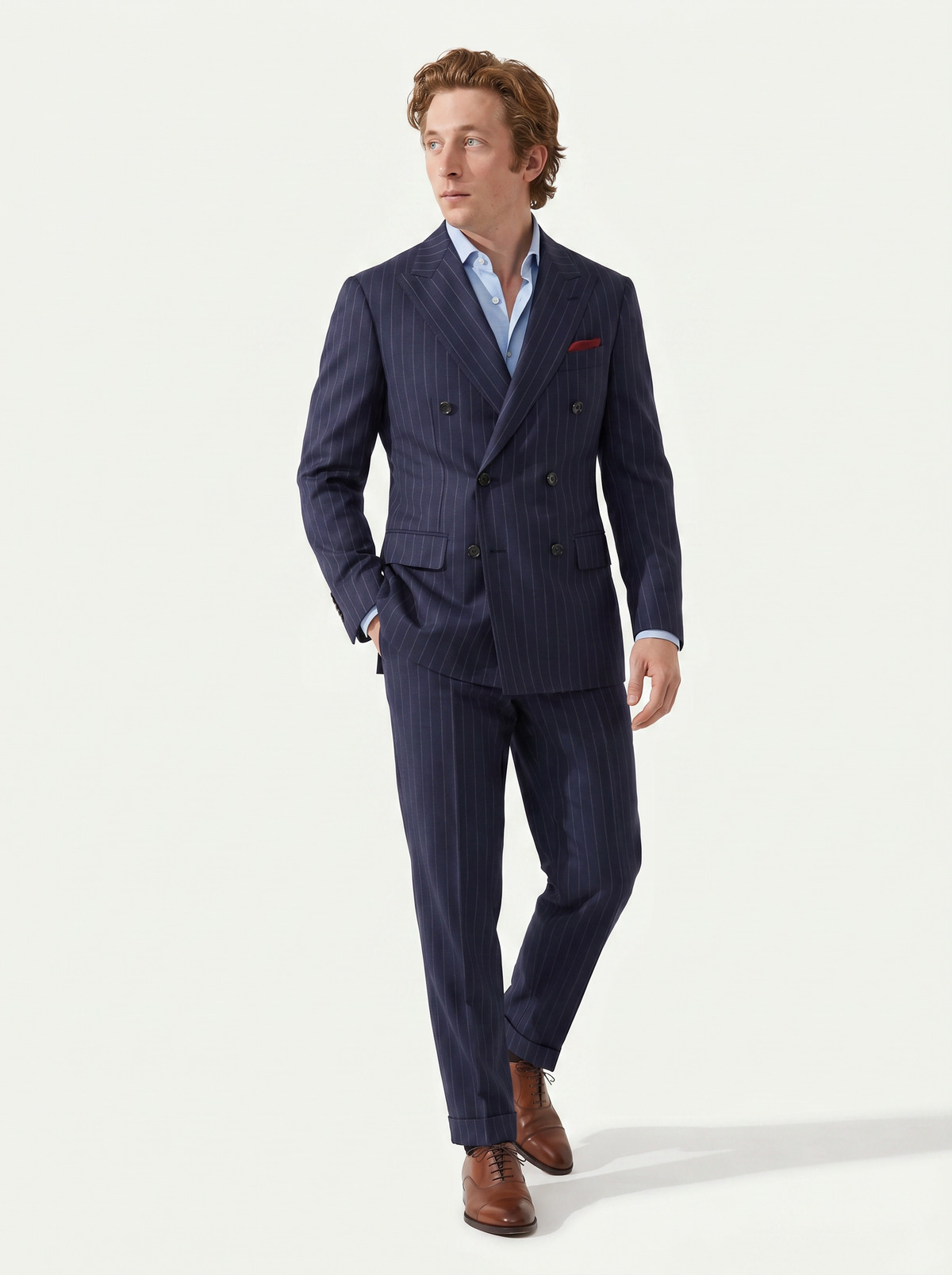 Navy Striped Drape Suit
