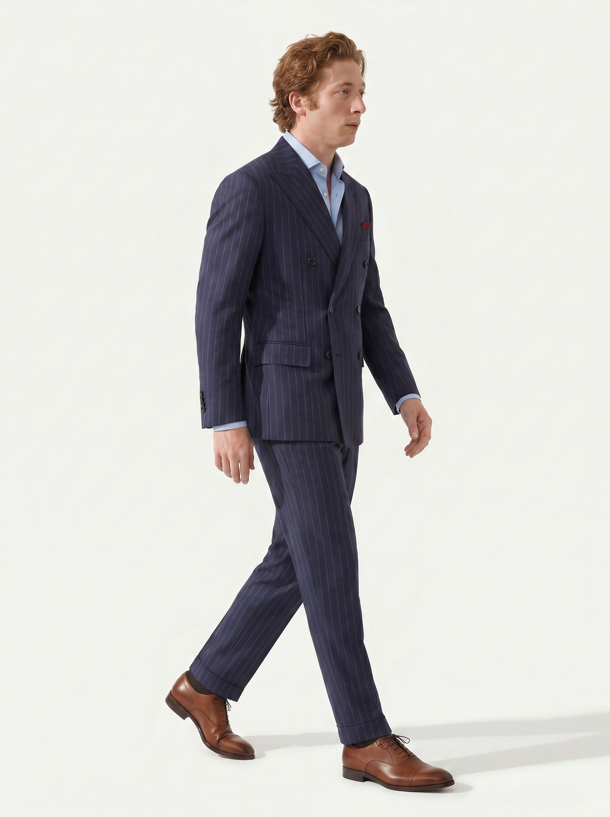 Navy Striped Drape Suit