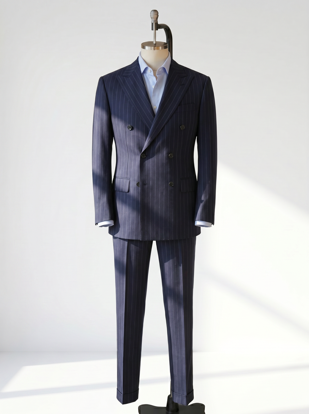 Navy Striped Drape Suit