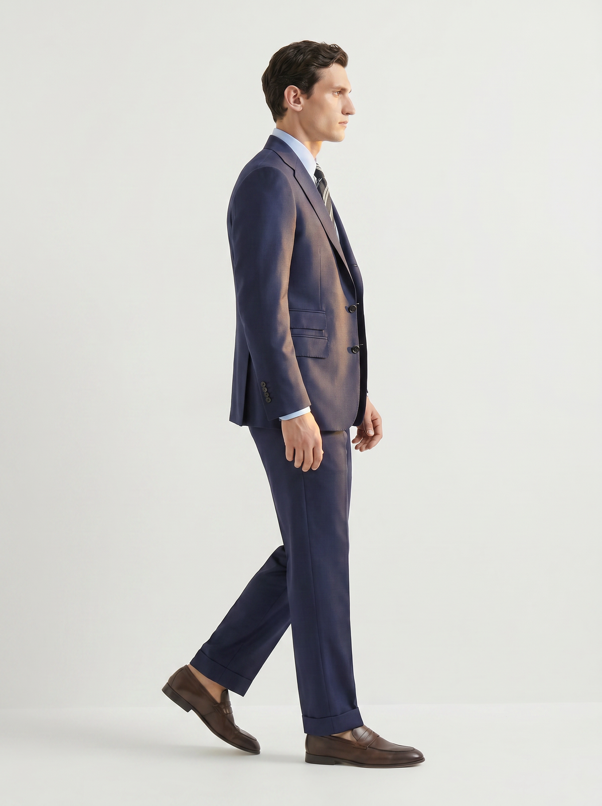 Light Navy Plain Drape Suit