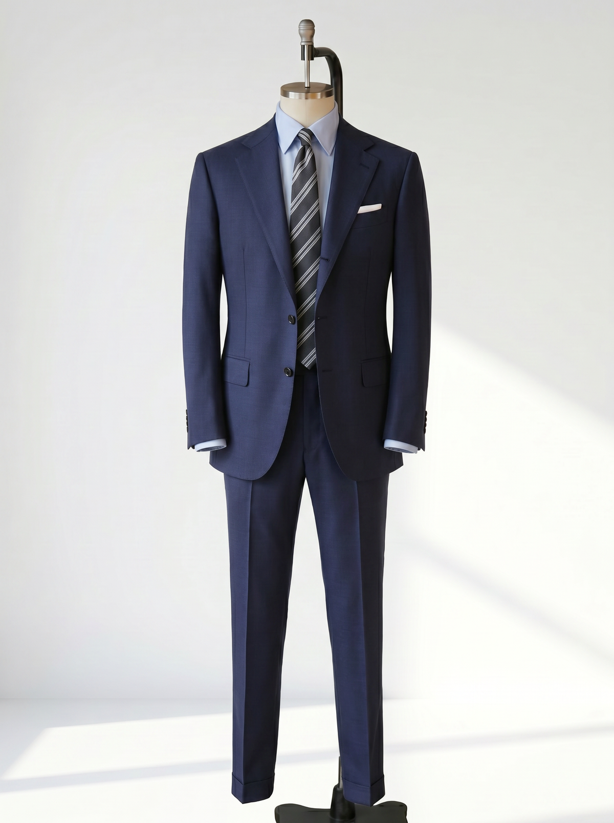 Light Navy Plain Drape Suit