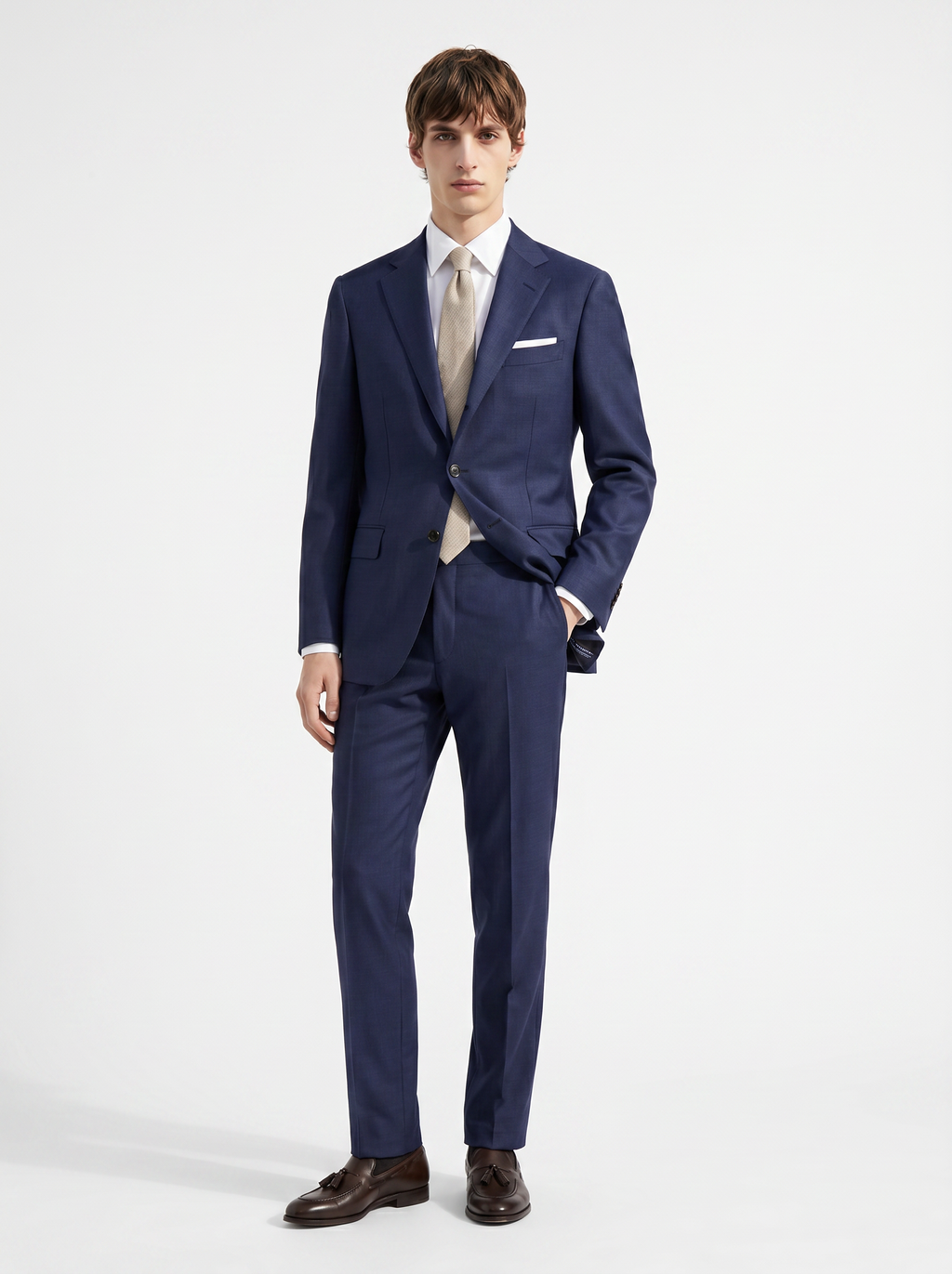 Navy Plain Drape Suit
