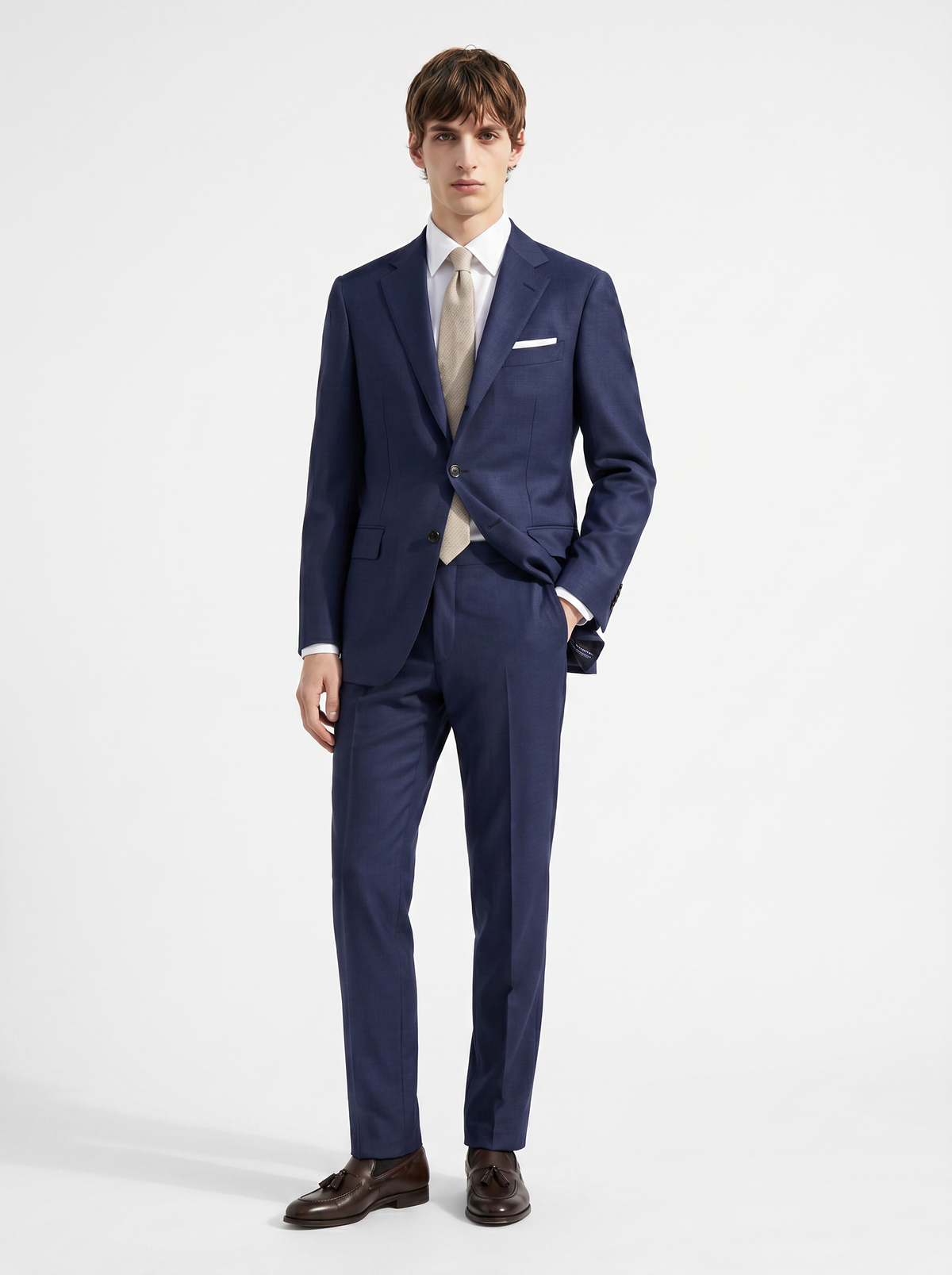 Navy Plain Drape Suit