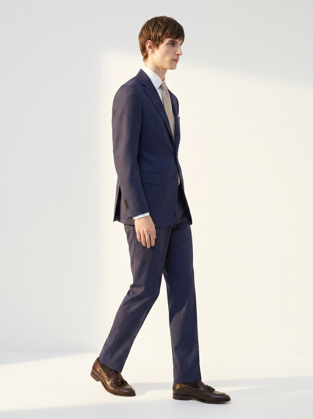 Navy Plain Drape Suit