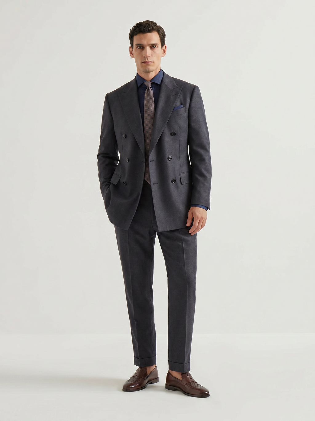 Mid Gray Plain Drape Suit