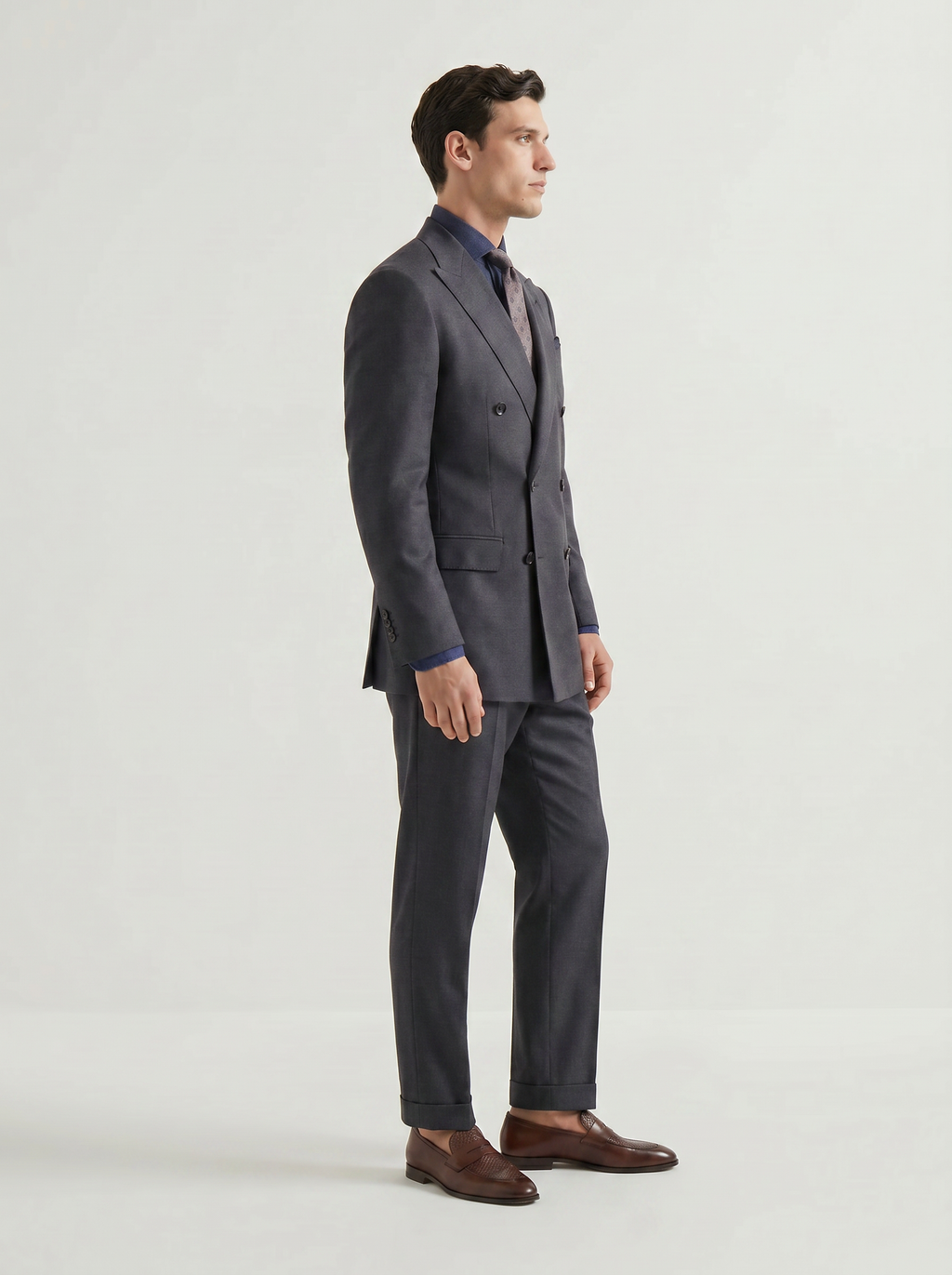 Mid Gray Plain Drape Suit
