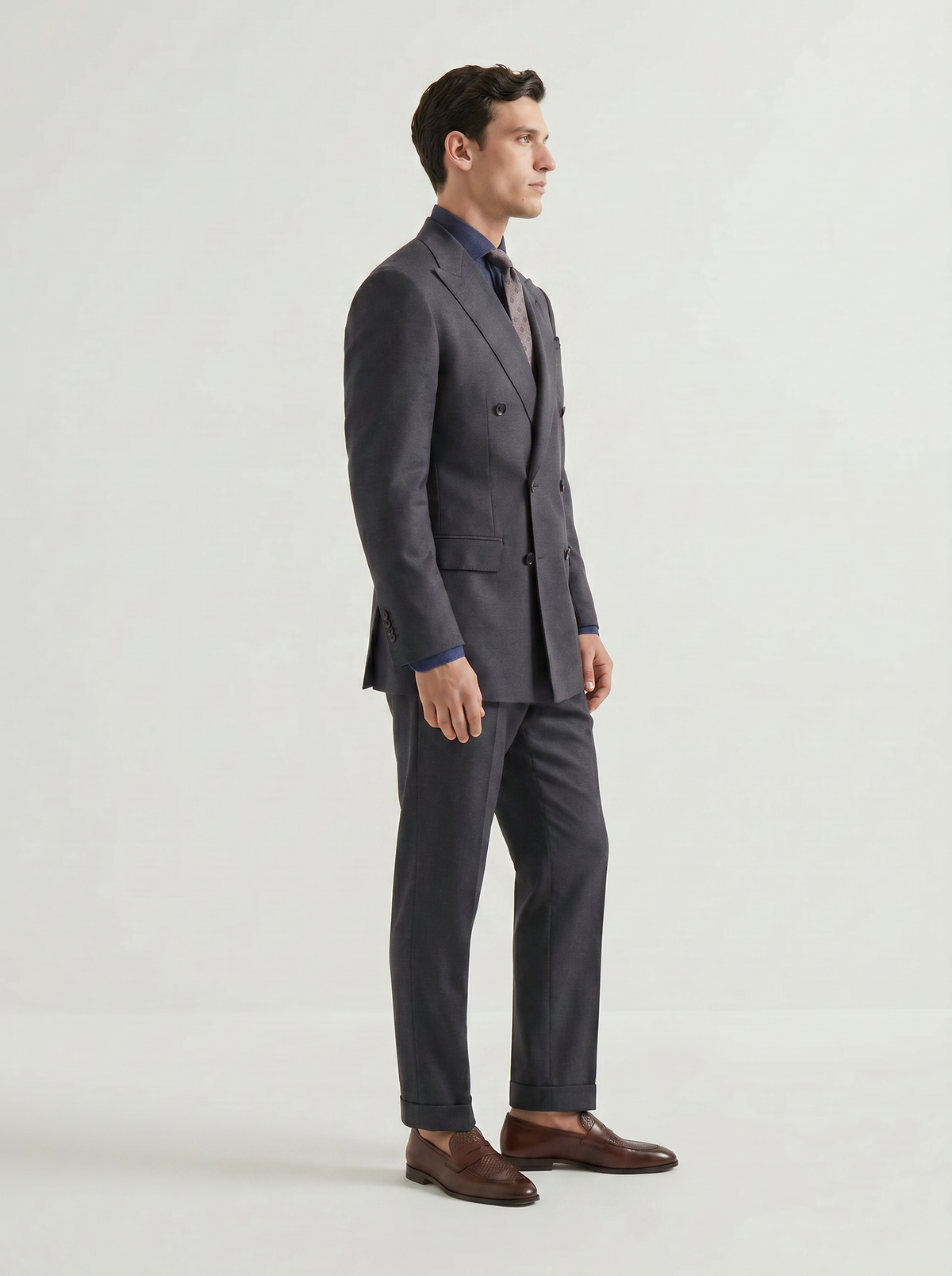 Mid Gray Plain Drape Suit