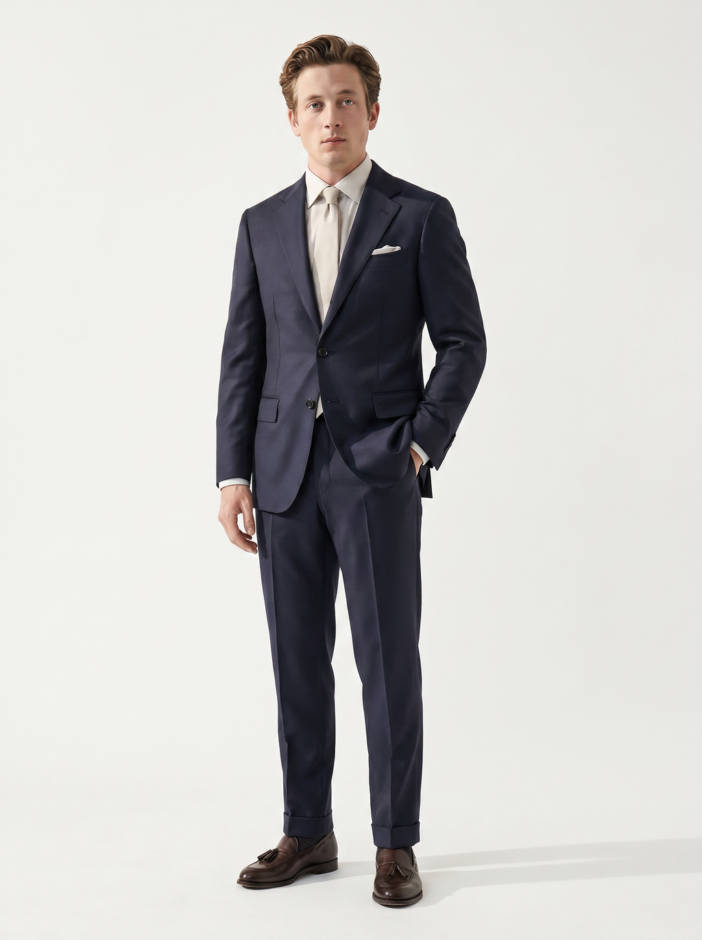 Dark Navy Twill Drape Suit