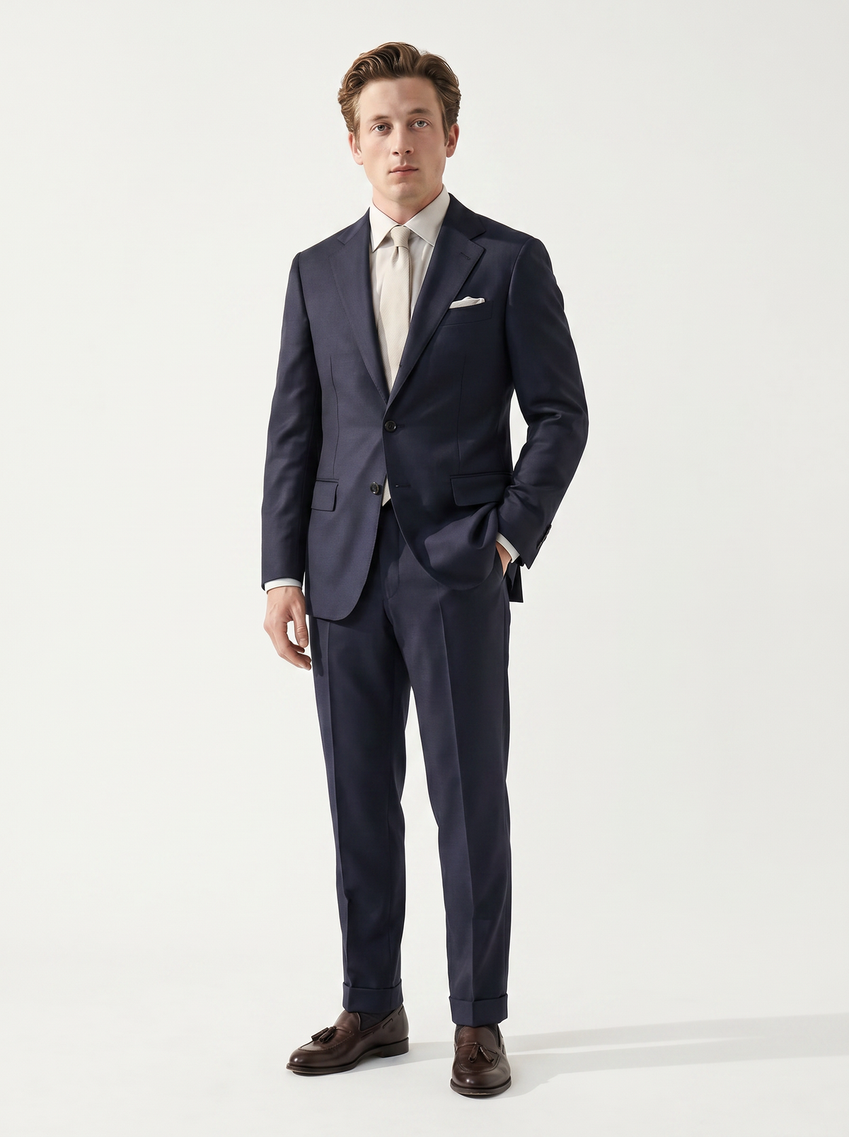 Dark Navy Twill Drape Suit