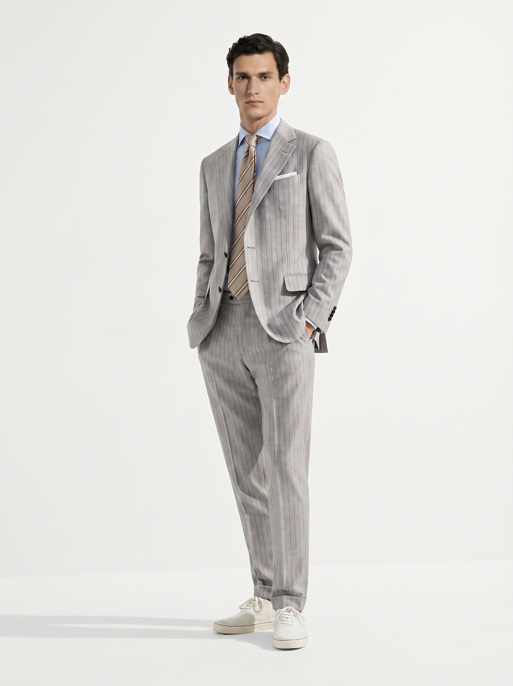 Light Grey Striped Suit - 1000 Twists