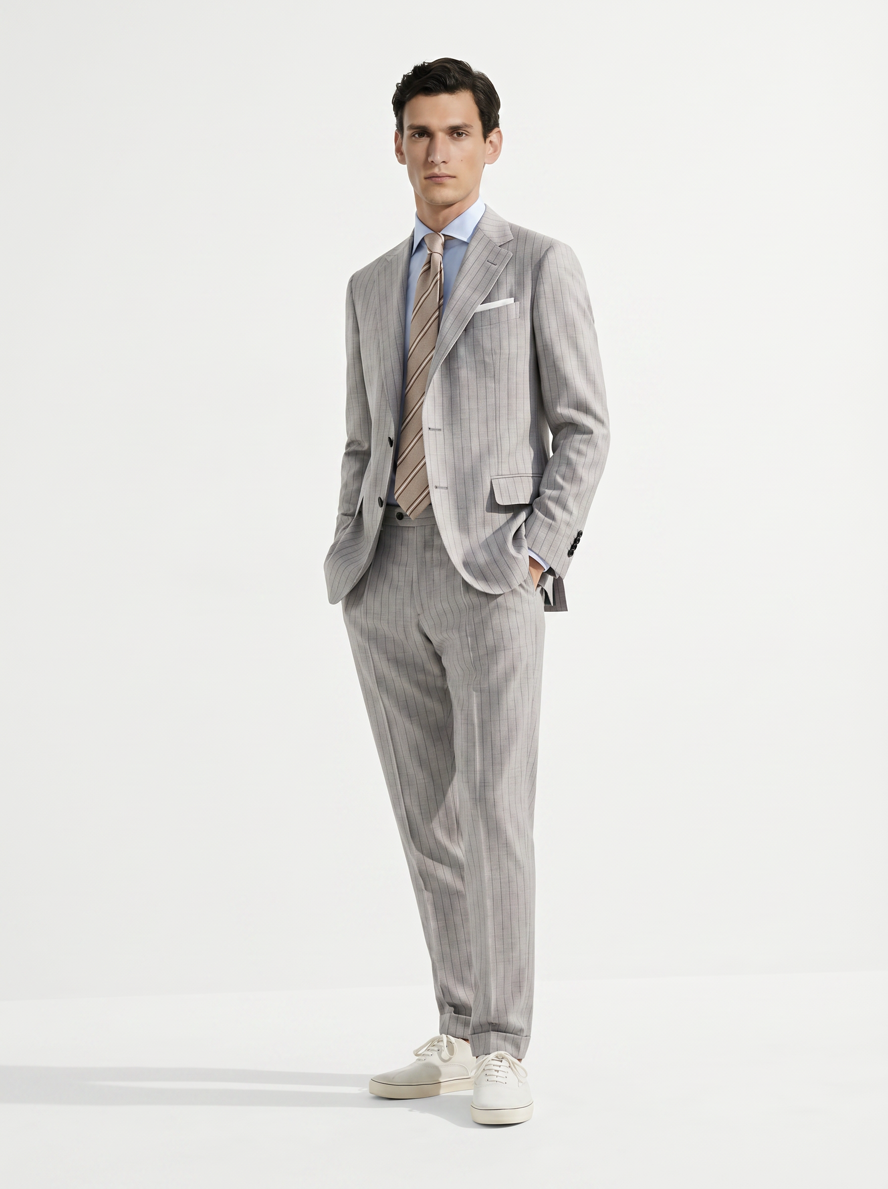 Light Grey Striped Suit - 1000 Twists