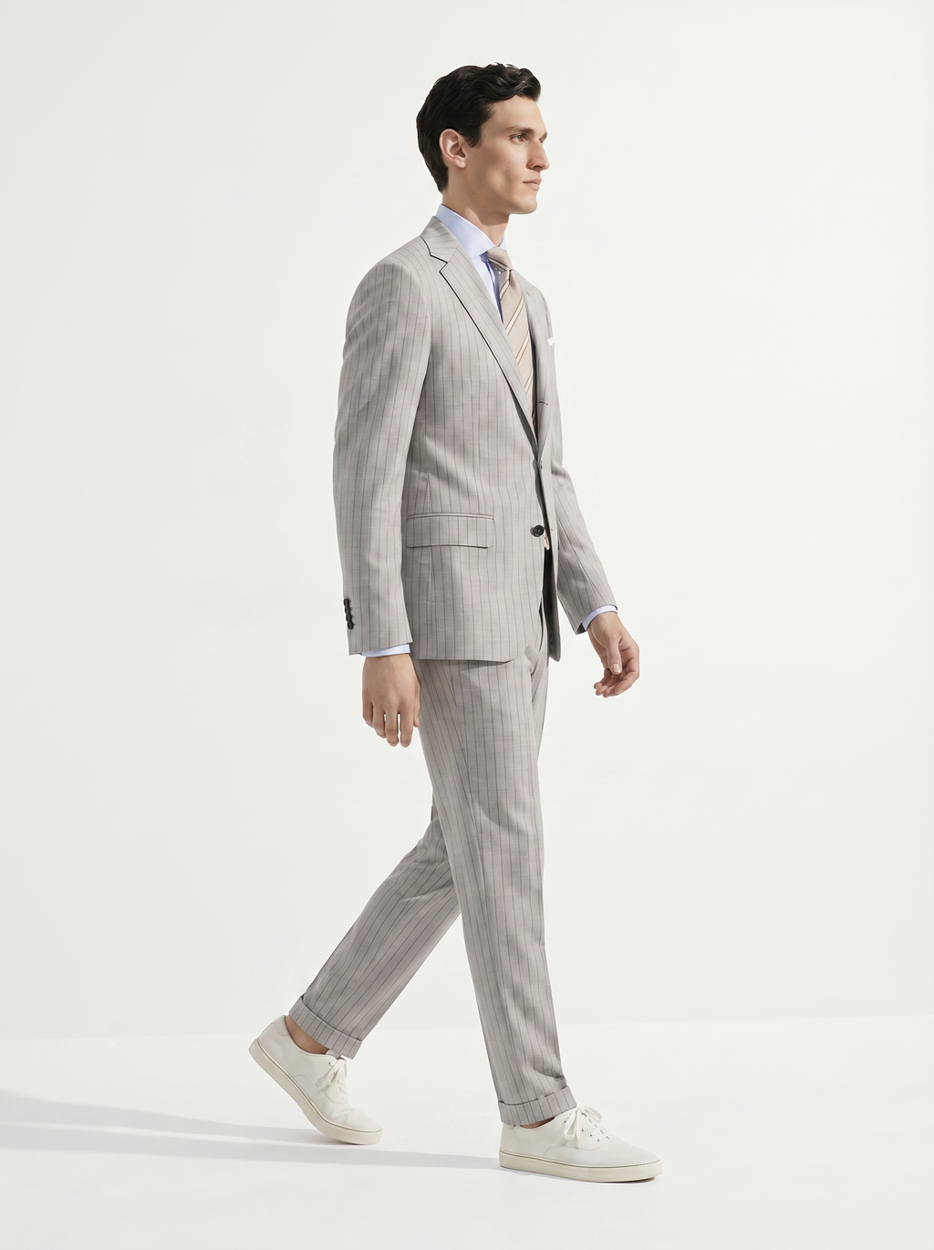 Light Grey Striped Suit - 1000 Twists