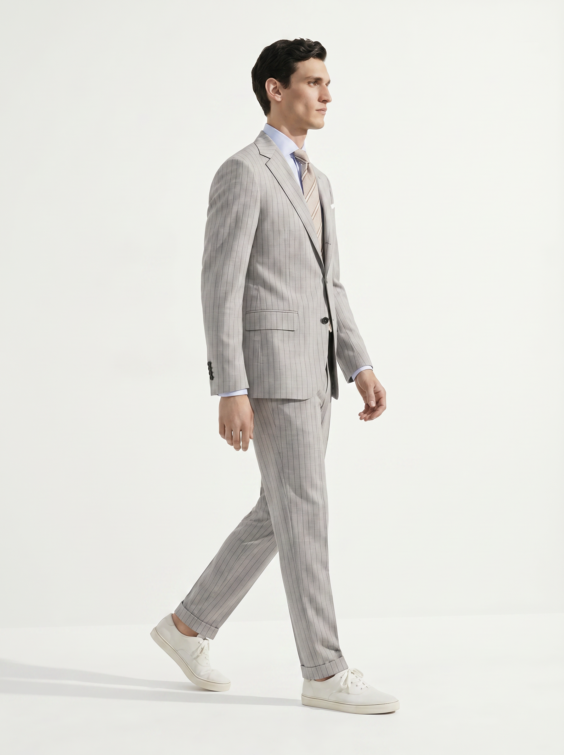 Light Grey Striped Suit - 1000 Twists