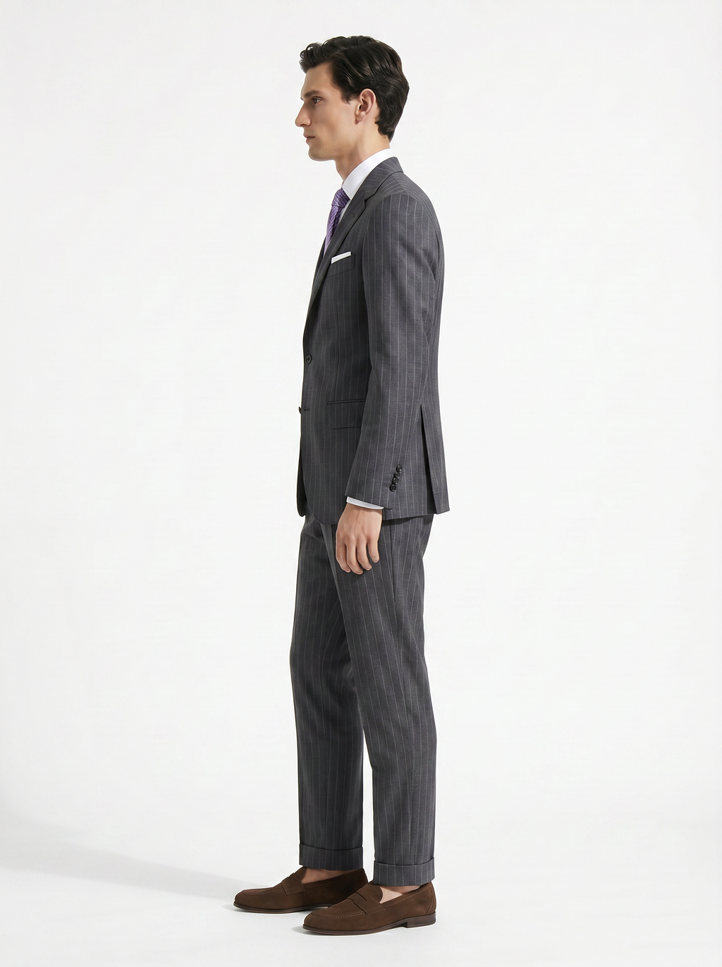 Dark Grey Striped High-Twist Suit