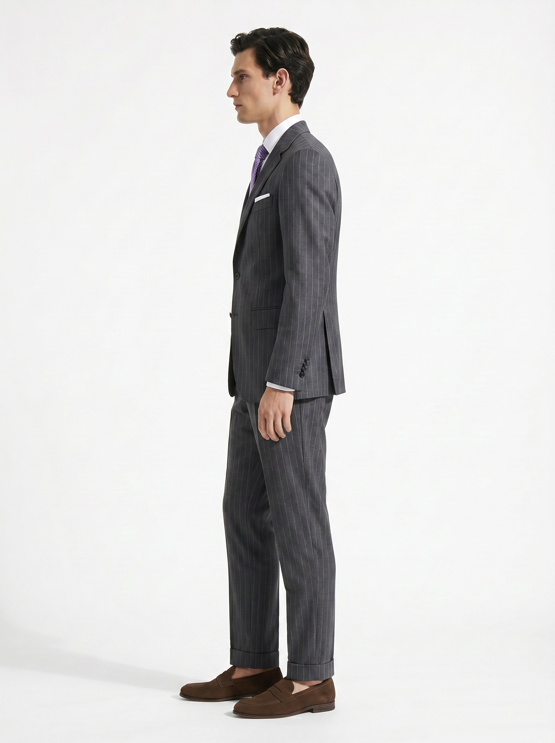 Dark Grey Striped High-Twist Suit