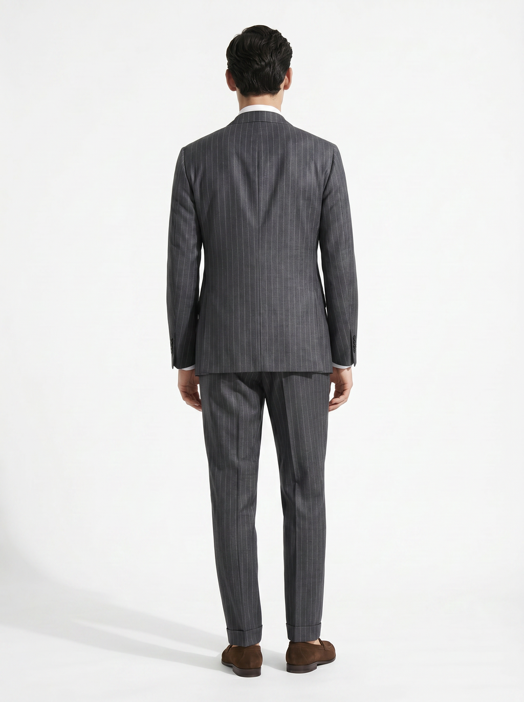 Dark Grey Striped High-Twist Suit