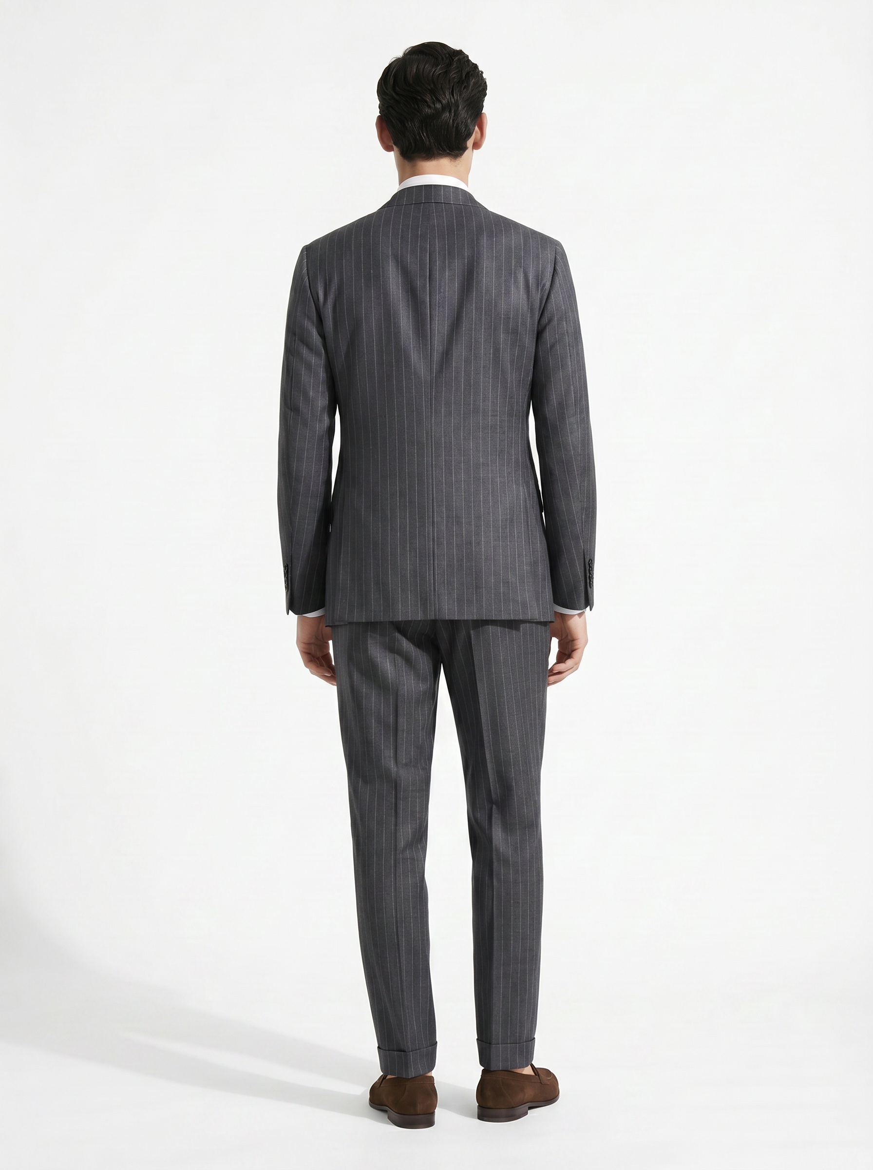 Dark Grey Striped High-Twist Suit