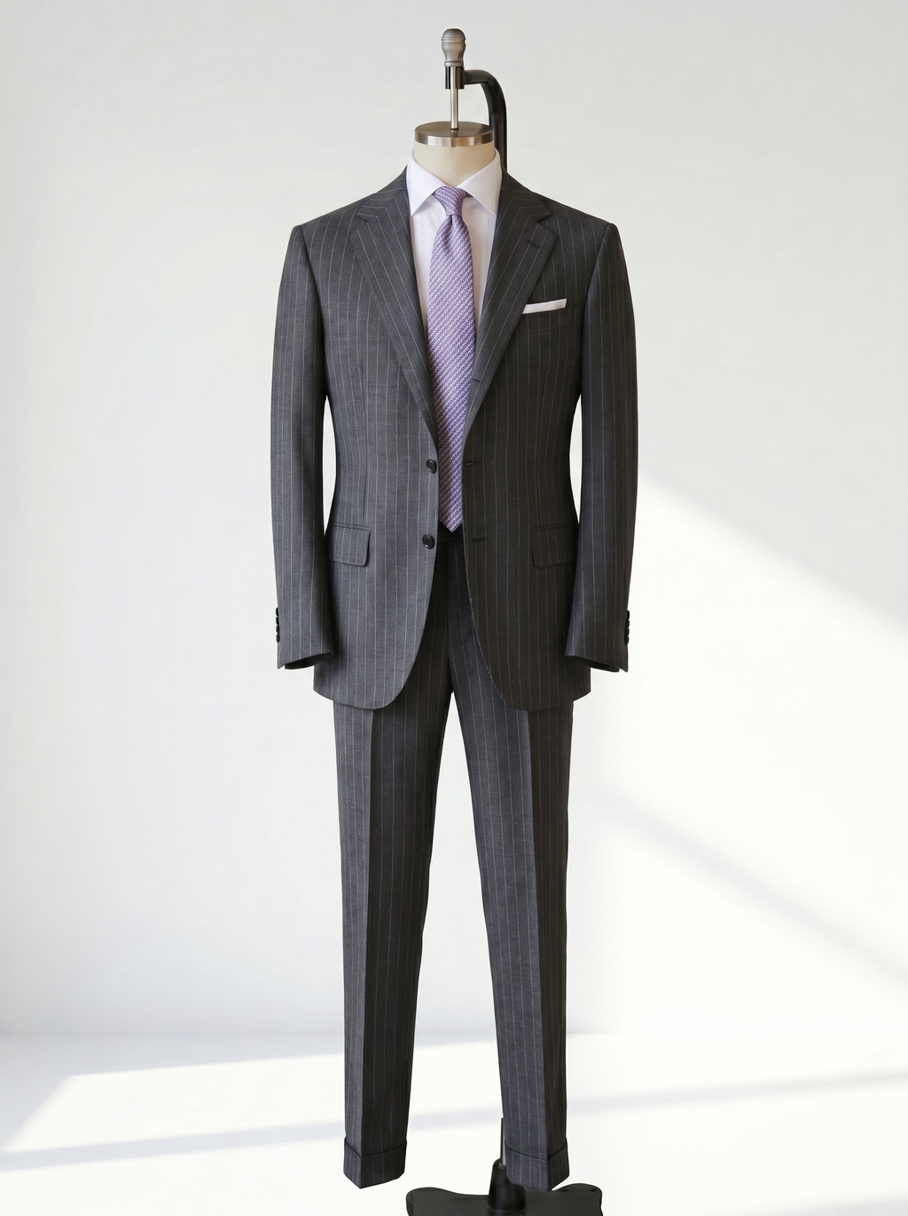 Dark Grey Striped High-Twist Suit