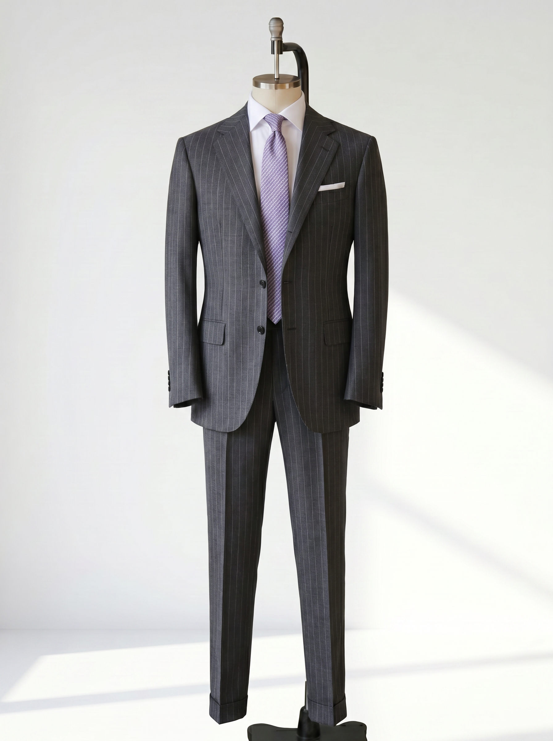 Dark Grey Striped High-Twist Suit