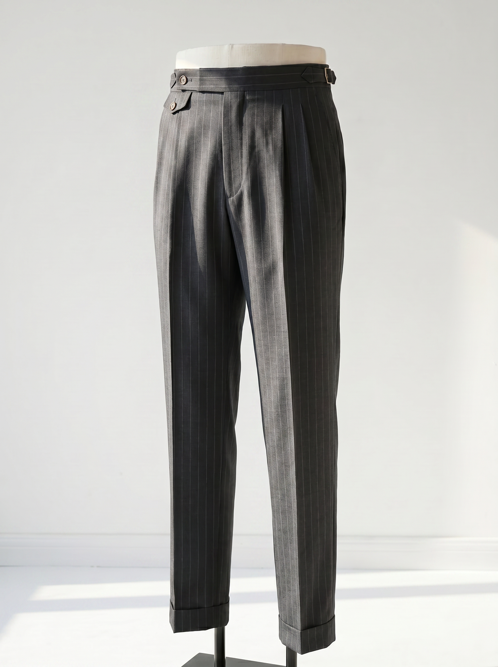 Dark Grey Striped High-Twist Suit