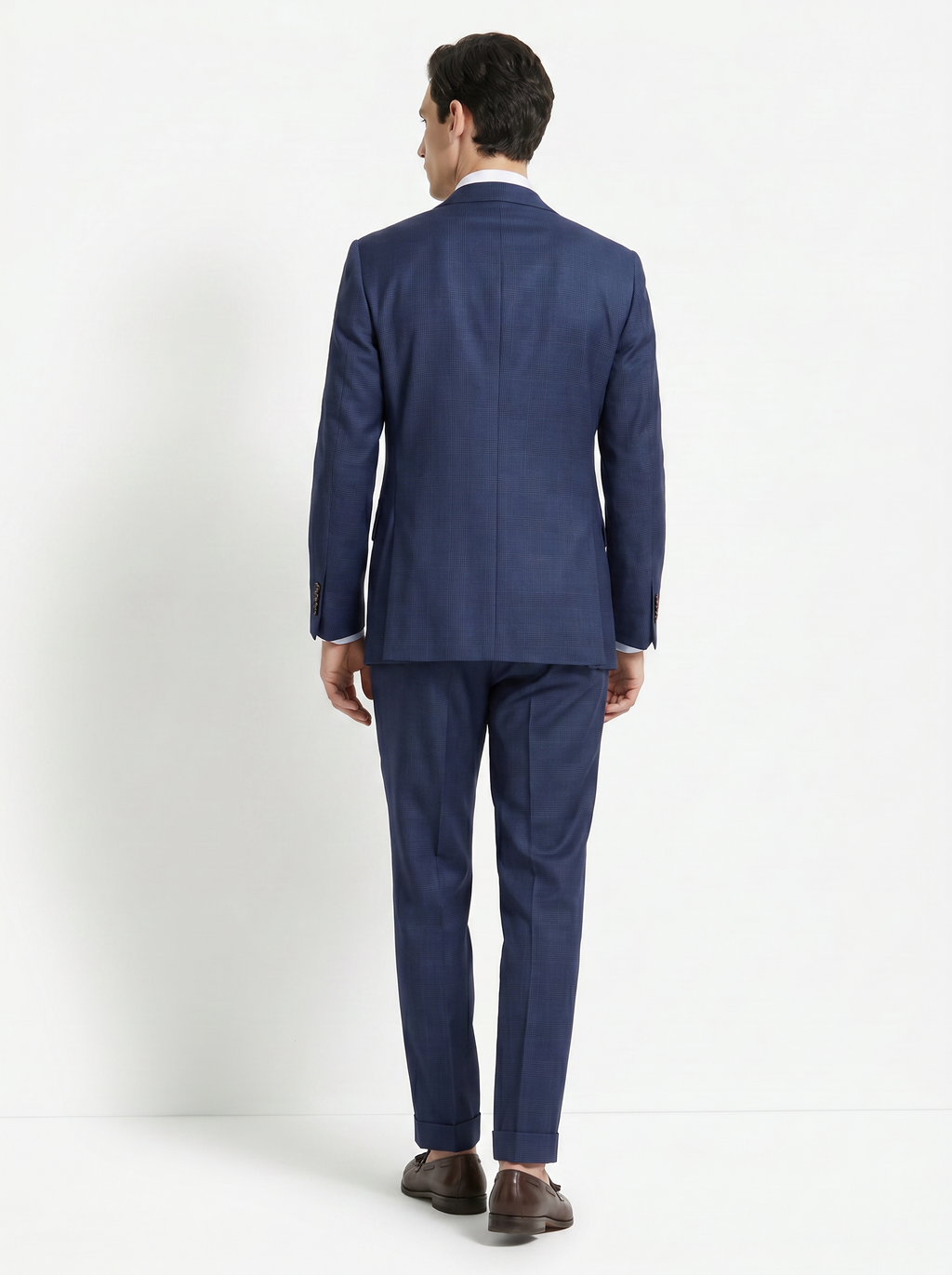 Mid Blue Checked High-Twist Suit