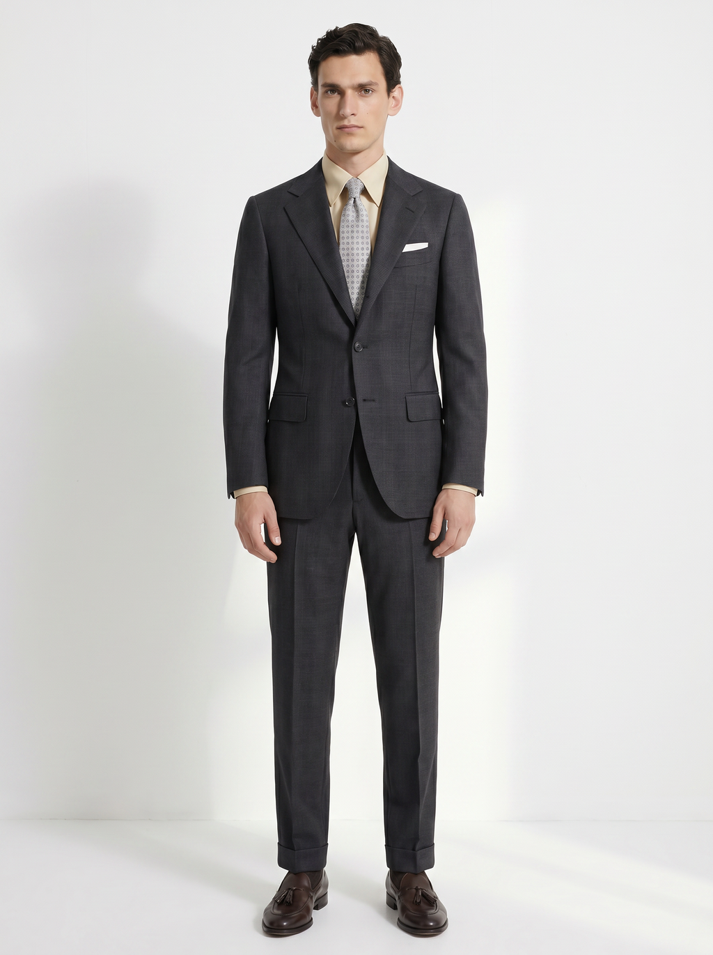 Dark Gray Checked High-Twist Suit