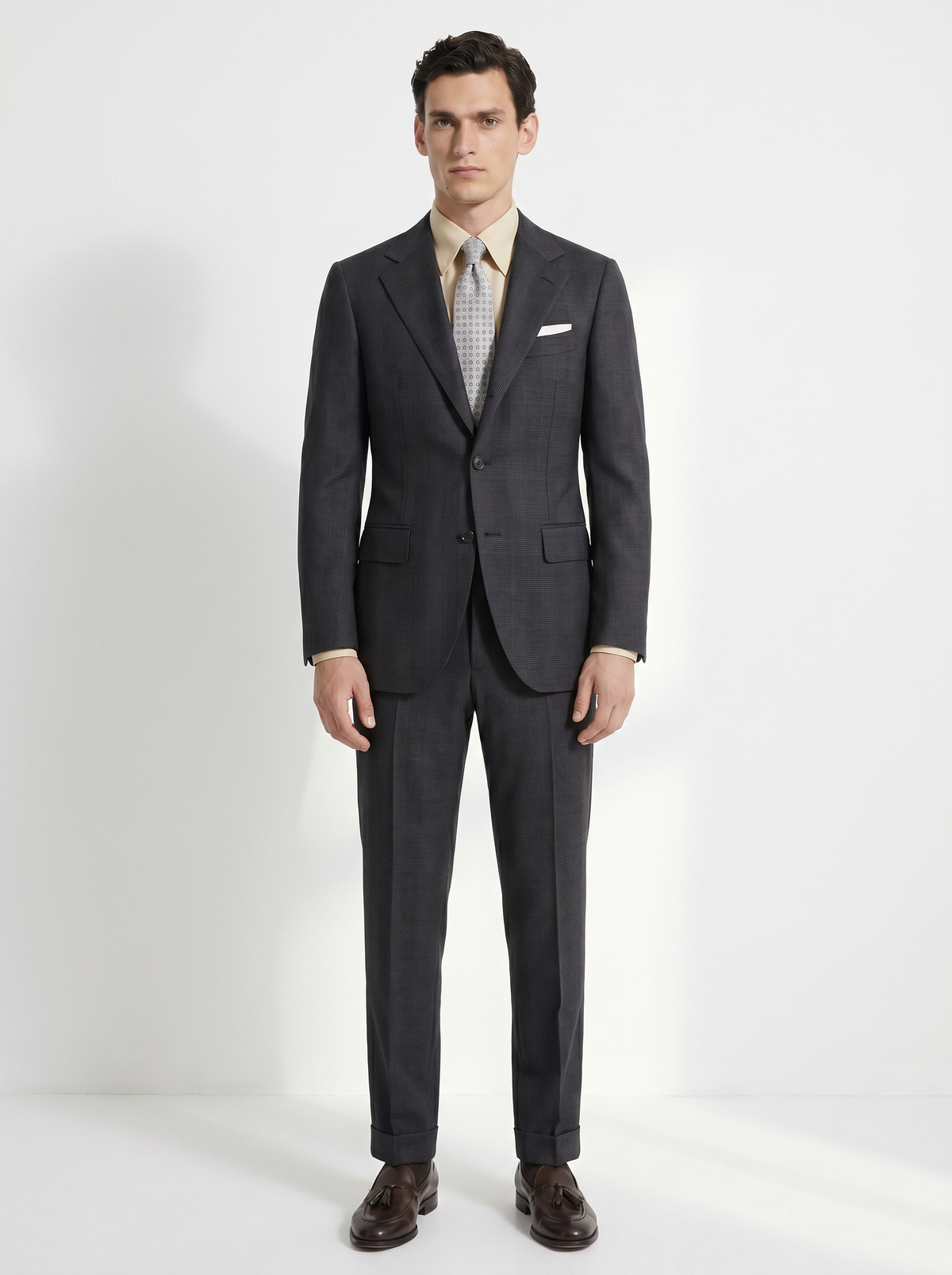 Dark Gray Checked High-Twist Suit