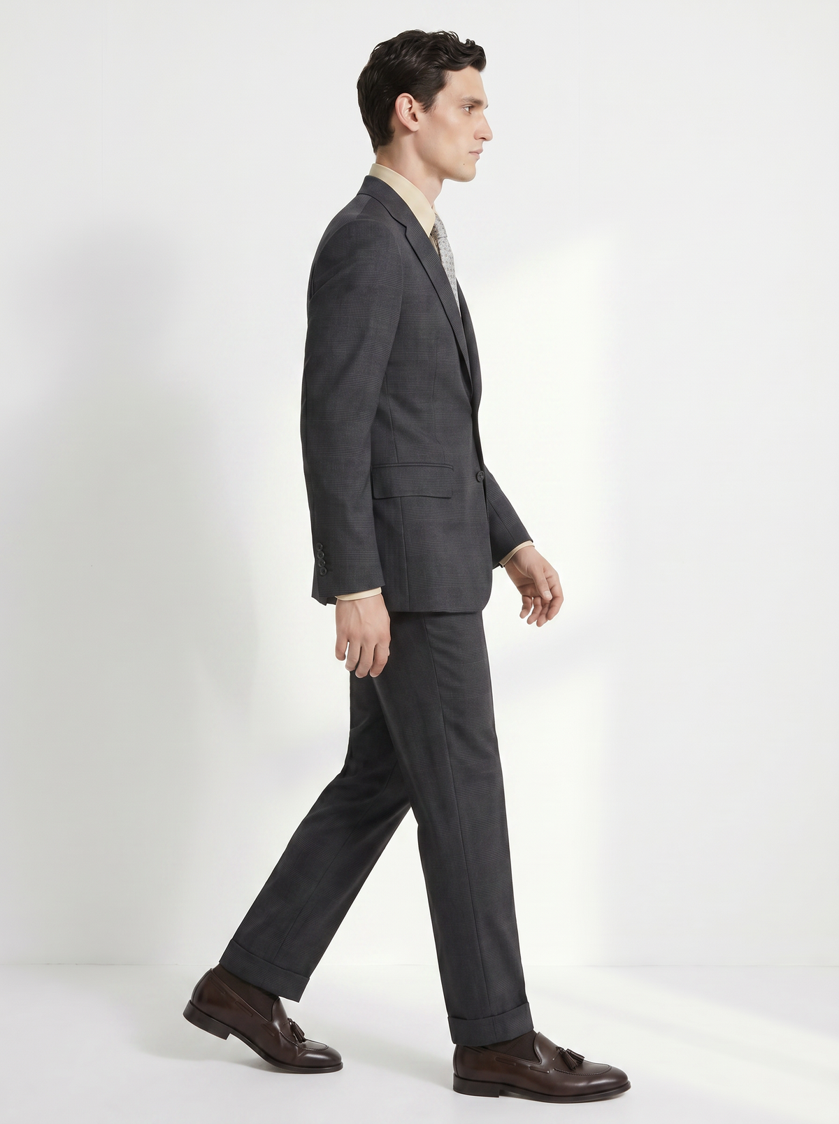 Dark Gray Checked High-Twist Suit
