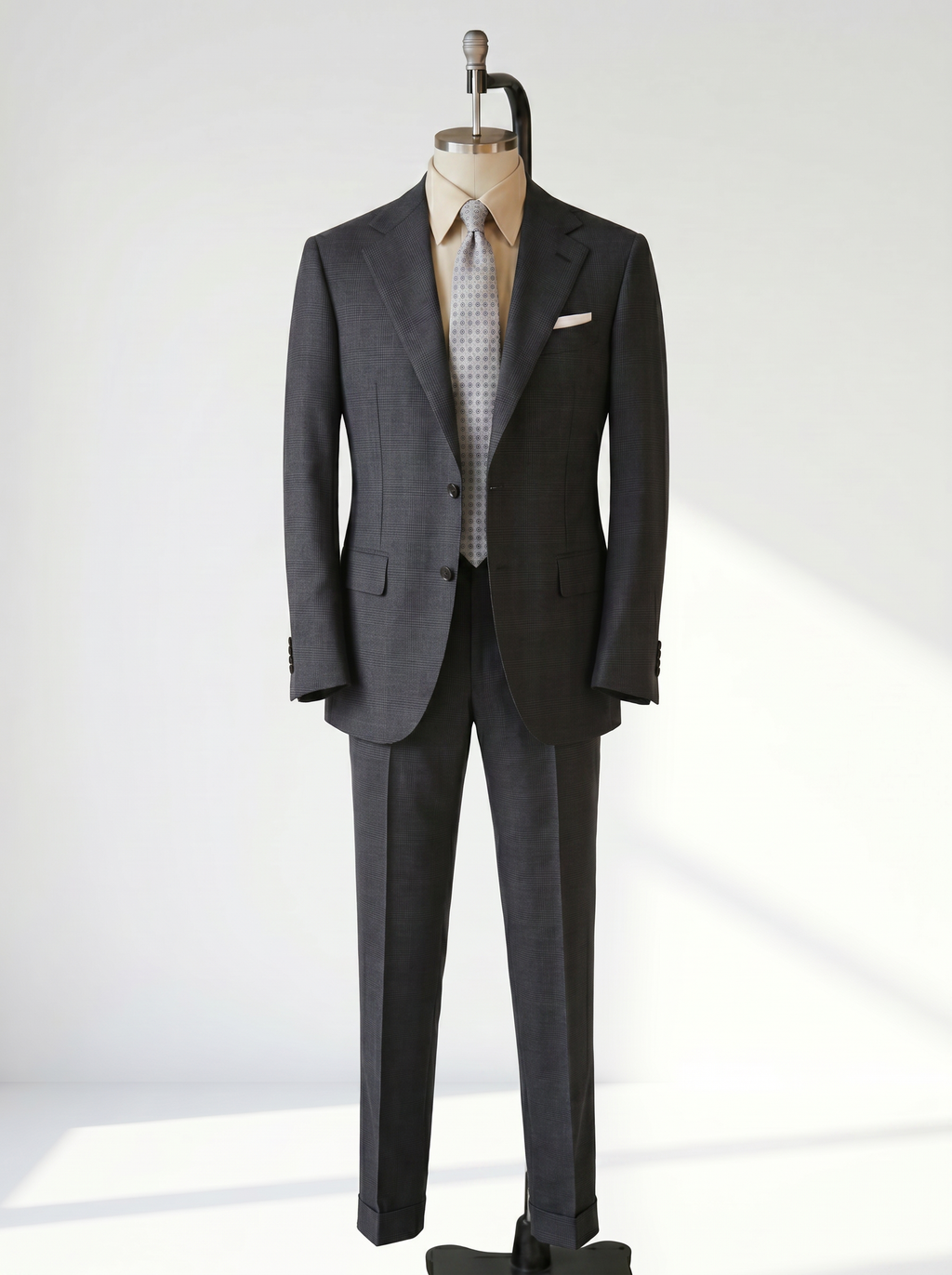 Dark Gray Checked High-Twist Suit