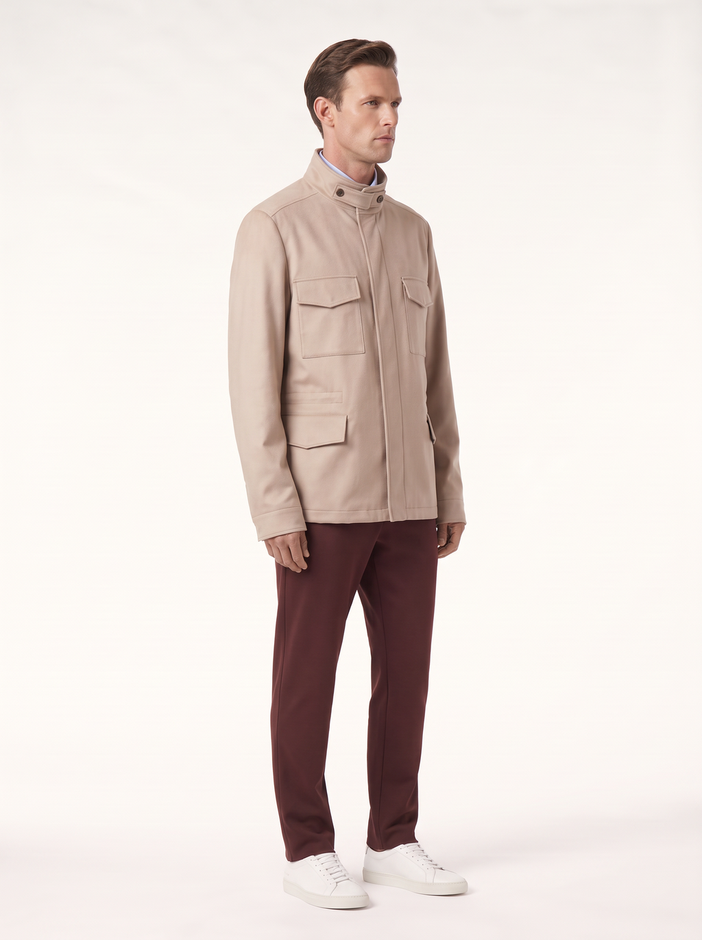 Beige Cashmere Traveller Field Jacket